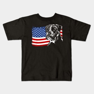 Proud Boxer Dog American Flag patriotic dog Kids T-Shirt